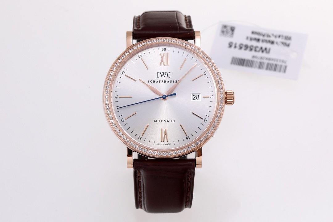 [V7공장]IWC 포르토피노 IW3565 18K로즈골드 도금 다이아몬드 베젤 실버다이얼 ETA2892