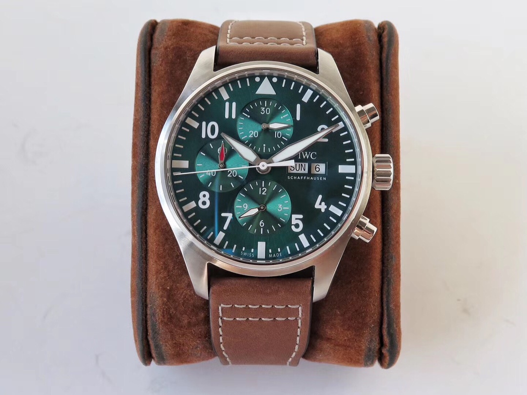 [ZF공장]IWC 파일럿 크로노 IW377726 그린다이얼 가죽스트랩