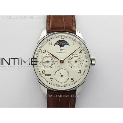 Portuguese IW503307 Real PR SS APSF 11 Best Edition White Dial On Brown Leather Strap A52610