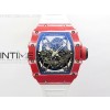 RM035-02 Real Red NTPT Carbon ZF 11 Best Edition Skeleton Dial on White Rubber Strap V5