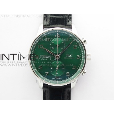 Portuguese IW371615 ZF V3 11 Best Edition SS Green Dial on Black Leather Strap A96355