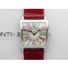 Master Square SS Ladies ZF 11 Best Edition White Colorful Arabic Dial on Red Leather Strap Ronda Quartz