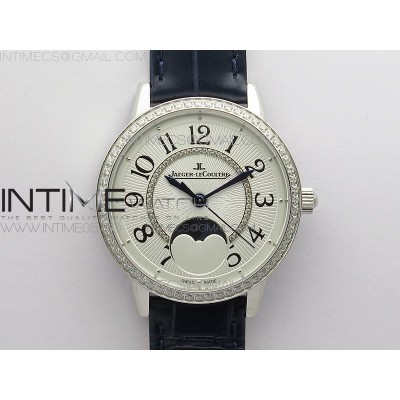 Rendez-Vous Night & Day SS ZF 11 Best Edition White Textured Dial Diamonds Bezel on Blue Leather Strap A898