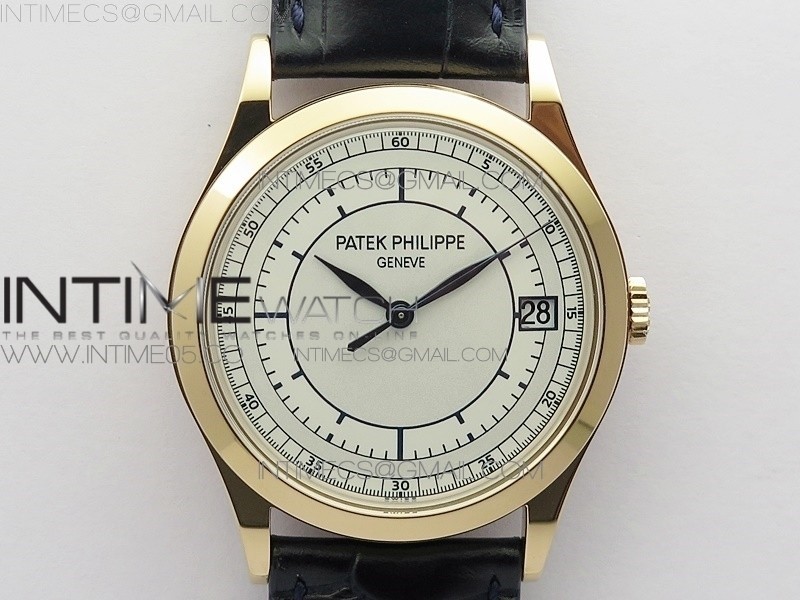 Calatrava 5296R RG ZF 11 Best Edition White Dial Blue Hands on Blue Leather Strap 324CS (Free box)