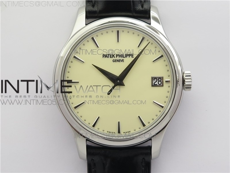 Calatrava 5227R SS ZF 11 Best Edition Ivory Dial on Black Leather Strap A324CS