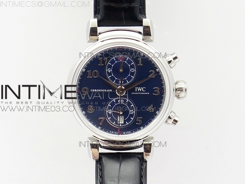 Da Vinci IW393402 SS ZF 11 Best Edition Blue Dial SS A7750 On Black Leather Strap