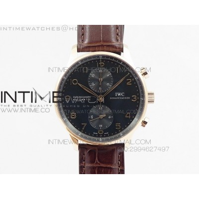 Portuguese IWC371415 ZF 11 Best Edition RG Black dial on Brown Leather Strap A7750