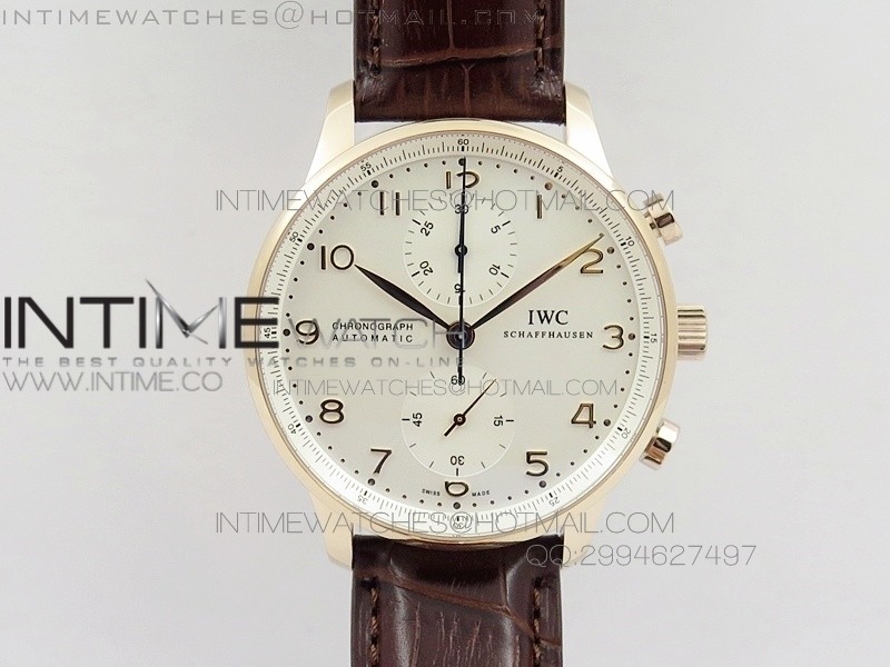 Portuguese IWC371401 ZF 11 Best Edition RG White Dial Gold Markers on Brown Leather Strap A7750