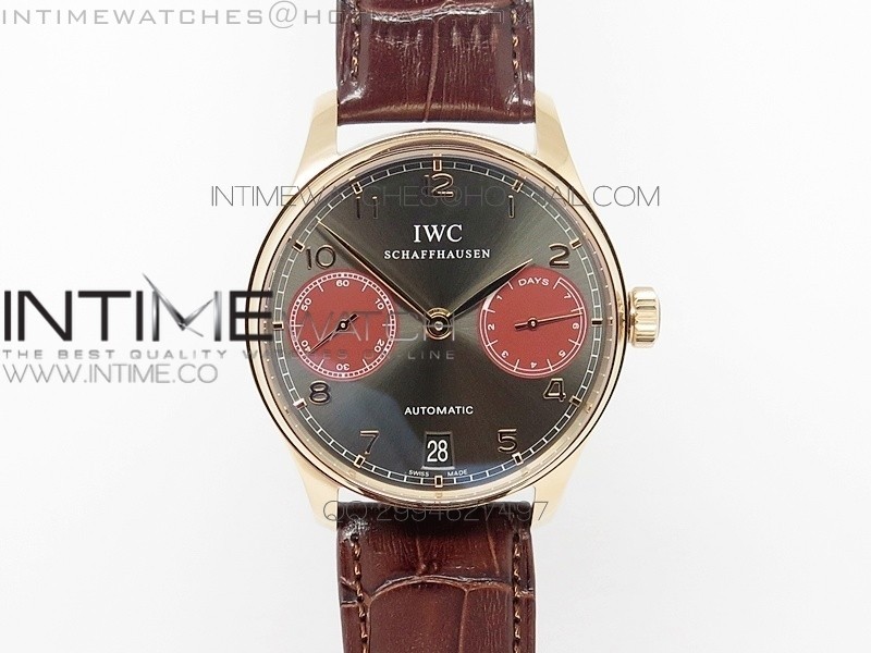 PORTUGUESE REAL PR RG GARY DIAL V2 Gold Numbers ZF 11 BEST EDITION ON BLACK LEATHER STRAP A52010