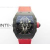 RM027-03 Real Tourbillon Black Carbon BBR Best Edition Skeleton Dial on Red Nylon Strap