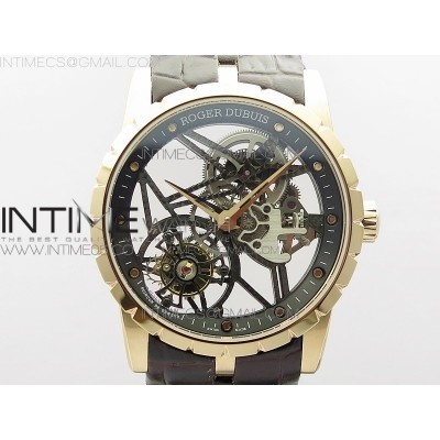Excalibur Rddbex0393 RG BBR Best Edition Skeleton Dial on Brown Leather Strap A2136 Tourbillon V4