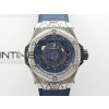 Big Bang Sang Bleu Ti Crystal Bezel WWF 11 Best Edition Blue Skeletonal Dial On Blue Gummy Strap Asian HB1213 V2
