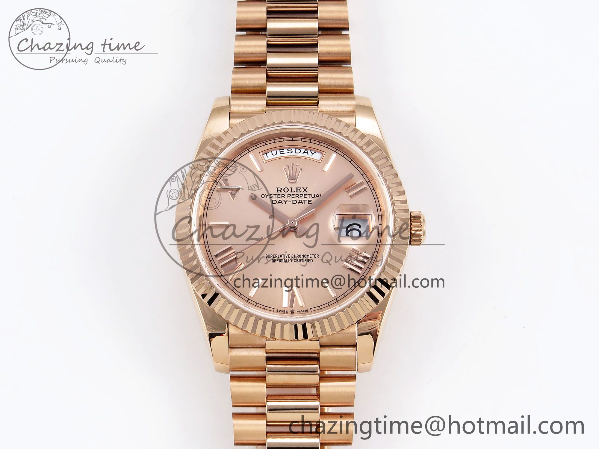 [GM공장]롤렉스 데이데이트 40 RG Big Roman Dial on President Bracelet VR2836 V3 (텅스텐)