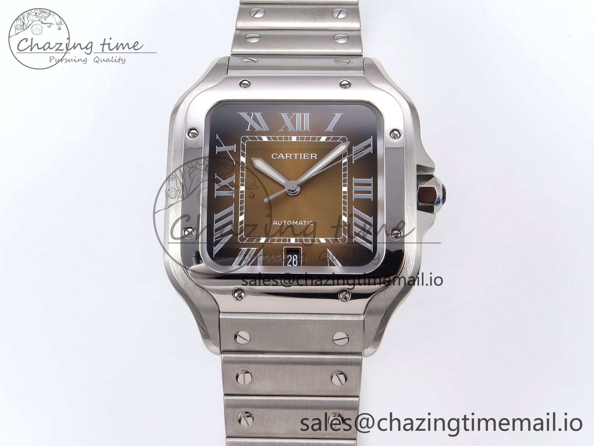 [BV공장]까르띠에 산토스 40mm Brown Dial on SS SmartLinks Bracelet MIYOTA 9015