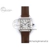 [AF공장]까르띠에 산토스 뒤몽 31.4mm Silver Dial on Brown Leather Strap A157