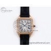 [AF공장]까르띠에 산토스 뒤몽 31.4mm Silver Dial Diamonds Bezel on Black Croco Strap A157