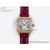 [AF공장]까르띠에 산토스 뒤몽 31.4mm RG Silver Dial Diamonds Bezel on Red Croco Strap A157