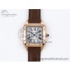 [AF공장]까르띠에 산토스 뒤몽 31.4mm RG Silver Dial on Brown Leather Strap A157