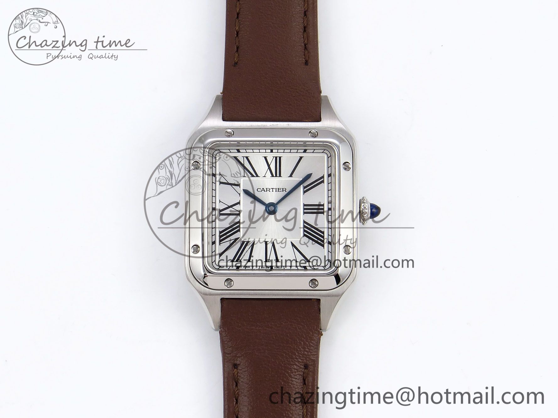 [AF공장]까르띠에 산토스 뒤몽 27.5mm Silver Dial on Brown Leather Strap A157
