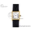 [AF공장]까르띠에 탱크솔로 YG  White Dial Diamonds Bezel on Black Leather Strap Ronda Quartz