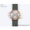 [AF공장]까르띠에 발롱블루 30mm RG Silvered Dial Diamonds Bezel on Green Leather Strap Ronda Quartz
