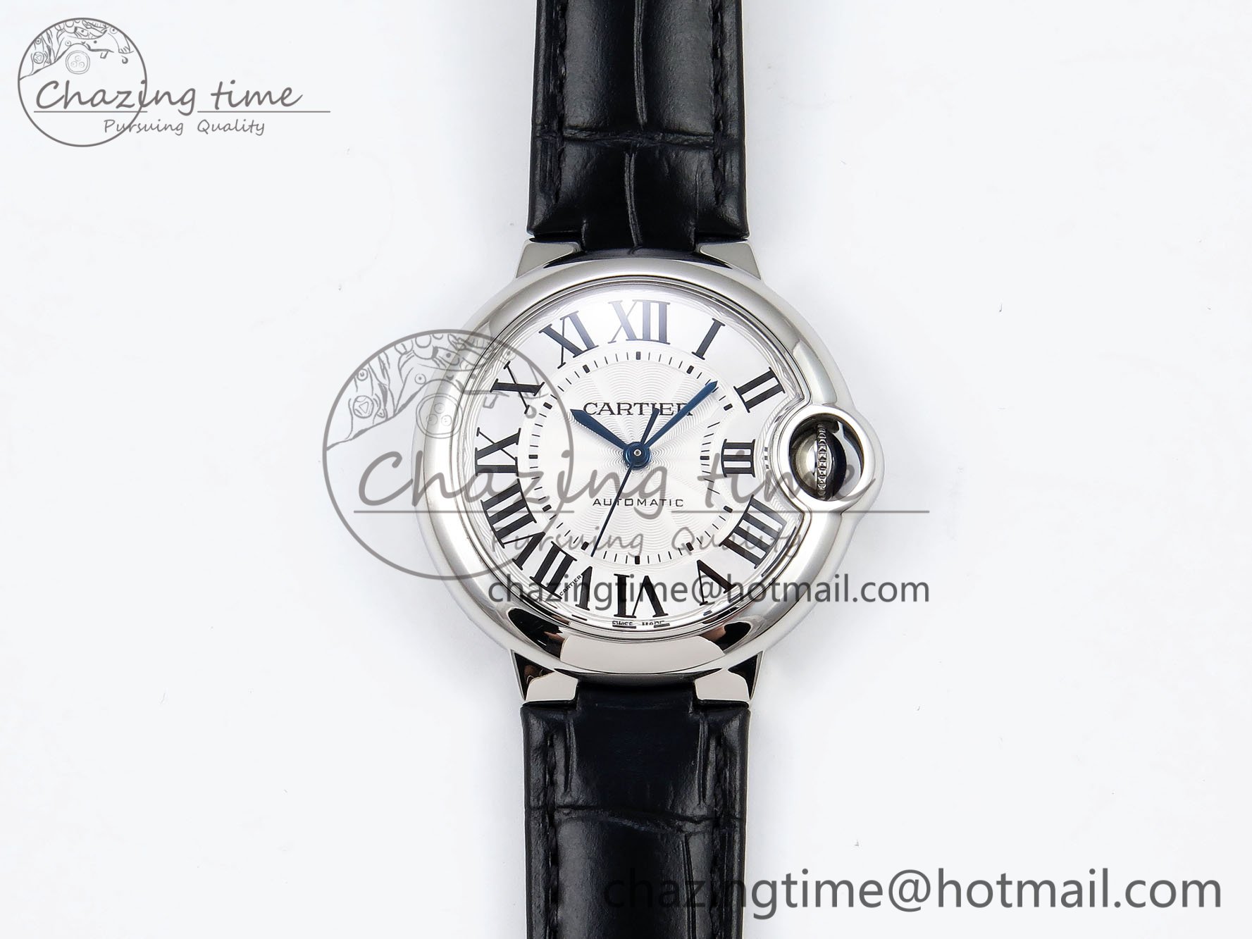 [AF공장]까르띠에 발롱블루 33mm Silver Dial on Black Leather Strap SEIKO NH05A