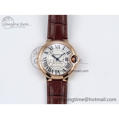 [AF공장]까르띠에 발롱블루 33mm RG Silver Dial on Brown Leather Strap SEIKO NH05A