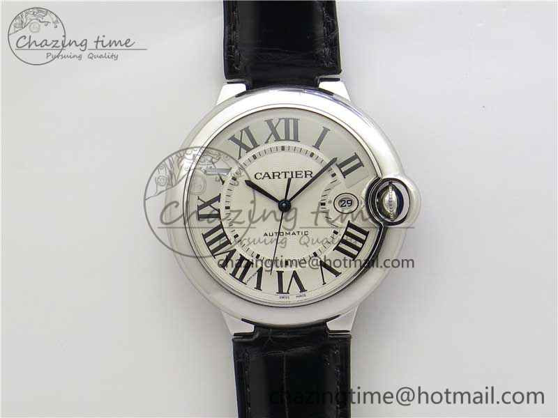 [AF공장]까르띠에 발롱블루 42mm White Texture Dial on Black Croco Strap A2824