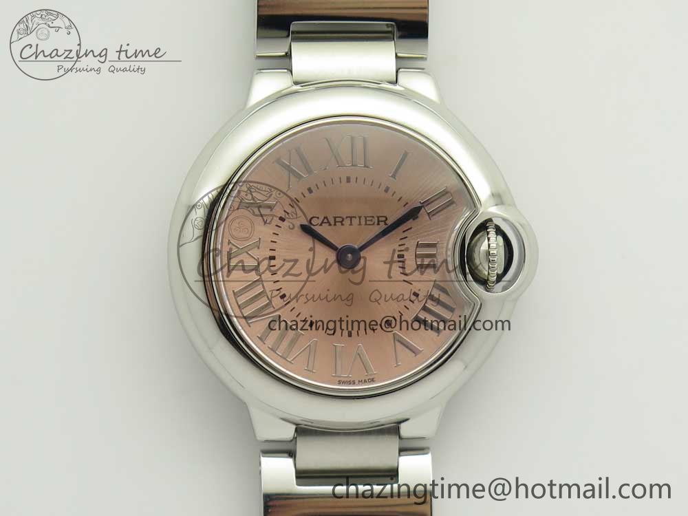 [AF공장]까르띠에 발롱블루 28mm Pink Dial on SS Bracelet Ronda Quartz