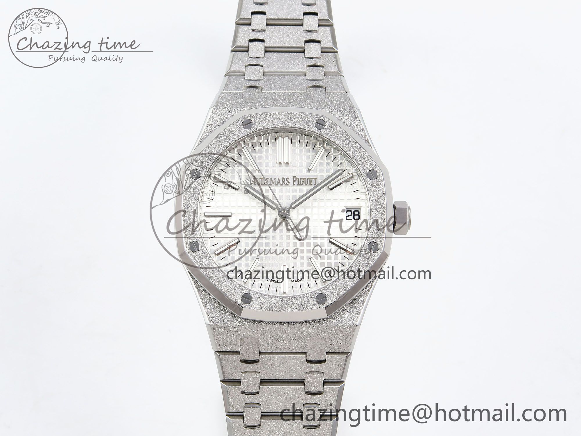 [APS공장] 로얄오크 15500 프로스티드다이아 화이트 다이얼 41mm 15500 SS APSF 1:1 Best Edition White Textured Dial on SS Bracelet SA4302 Super Clone