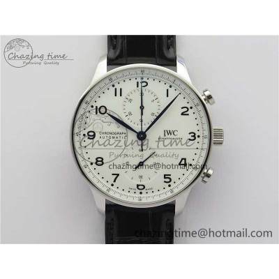 [ZF공장]IWC Portugieser Chronograph Edition “150 Years” IW371602  White Dial on Black Leather Strap A7750