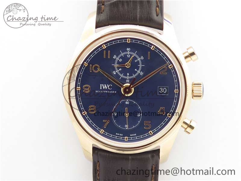 [ZF공장]IWC Portugieser Chrono Classic 42 IW390406 RG Blue Dial on Brown Leather Strap A7750