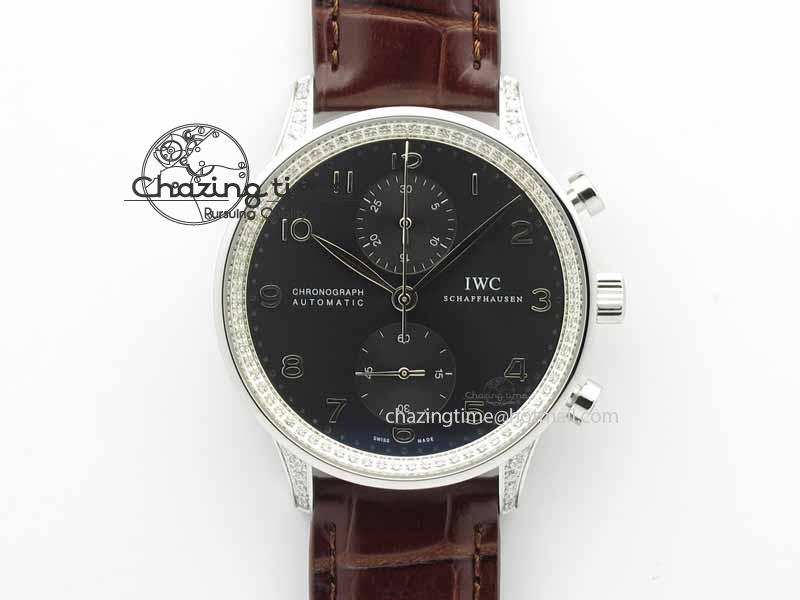 [ZF공장]IWC Portuguese IW3714 Diam Gray Dial On Brown Leather Strap A79350