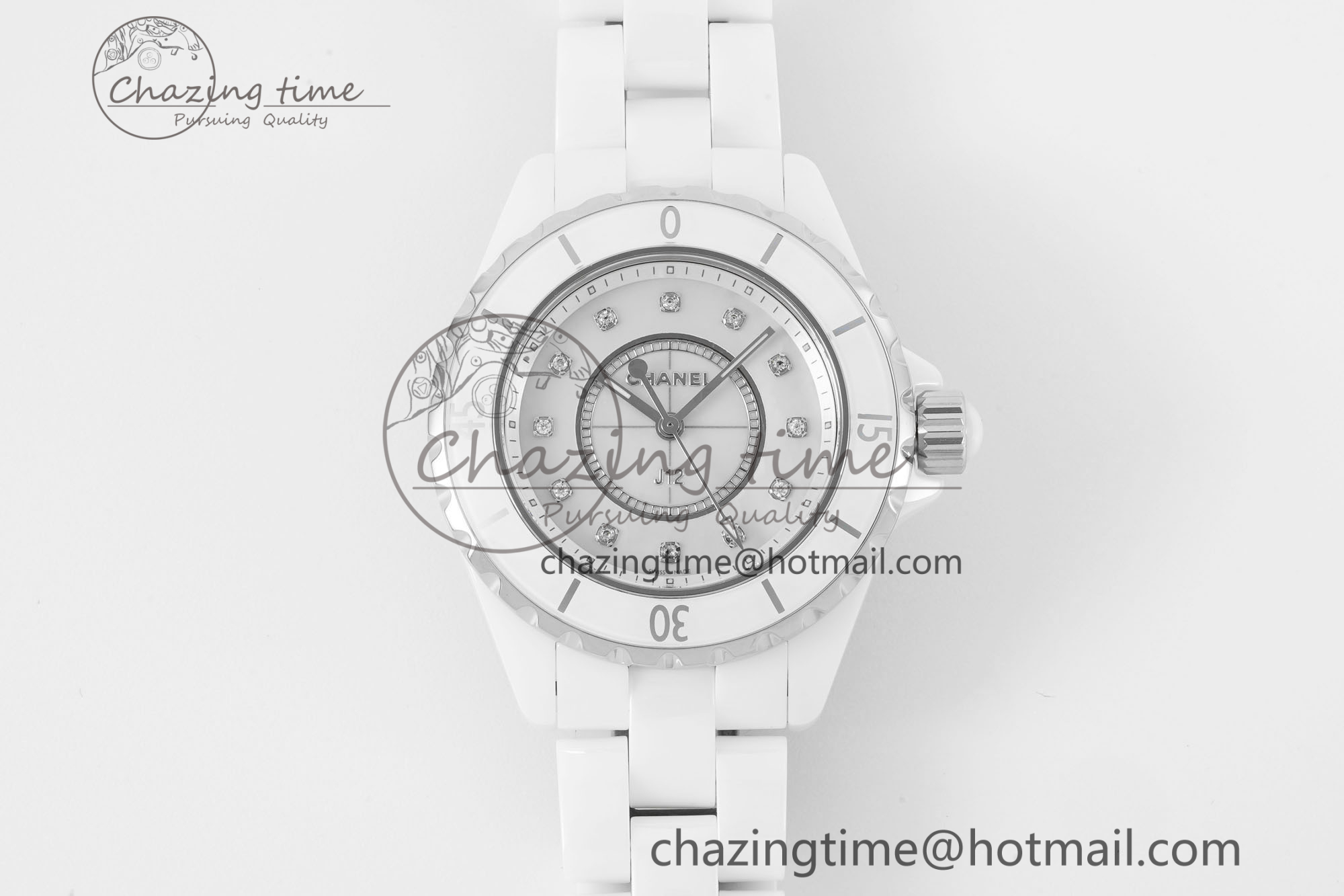 [XF공장]샤넬 J13 33mm  White Korea Ceramic White No Date Diamonds Dial on Bracelet Swiss Quartz