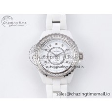 [XF공장]샤넬 J13 33mm  White Korea Ceramic White Diamonds Dial Diamonds Bezel on Bracelet Swiss Quartz