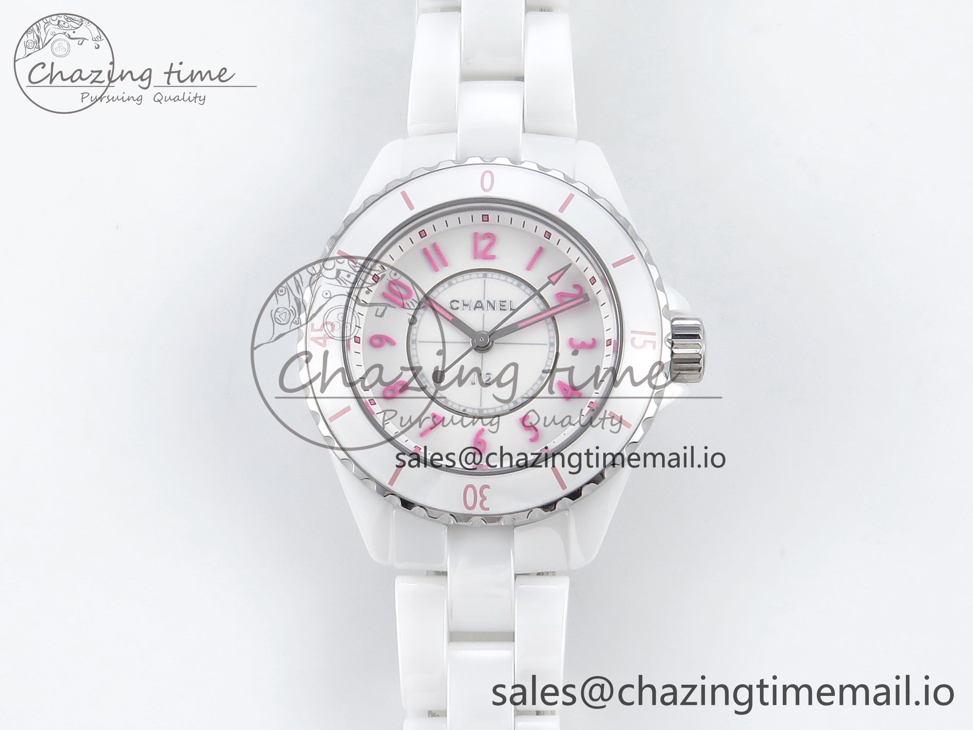 [EAST공장]샤넬 J13 33mm White Ceramic White/Pink Dial on Bracelet Swiss Quartz